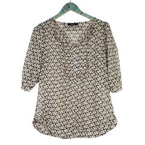 41 Hawthorn Stitch Fix Horseshoe Print Blouse Sz S